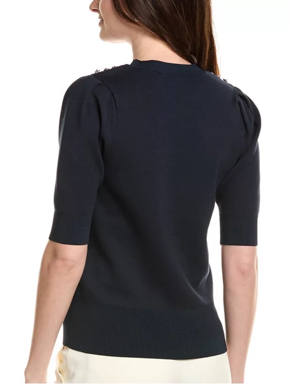 Boss by Hugo Boss Fantalina Button Shoulder Sweater S/S in Navy Size Large - Picture 2 of 9